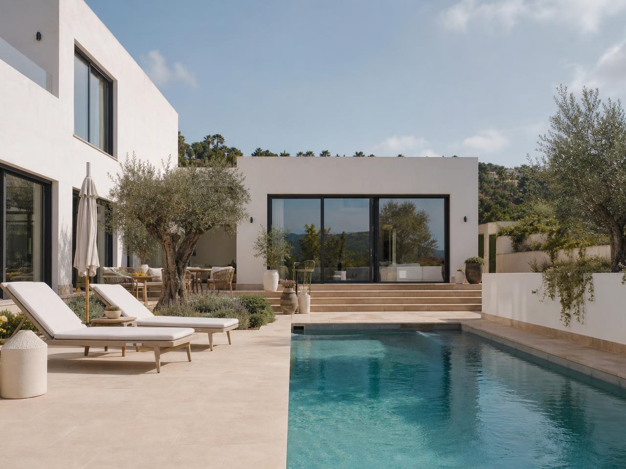 Contemporary Mediterranean villa with a pool terrace on the Costa del Sol